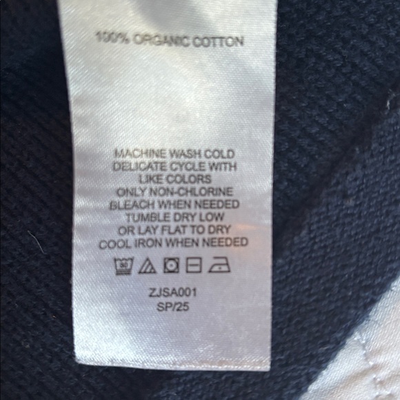 NWOT QUINCE Organic Cotton Sweater Jacket Navy Gold XS - Picture 9 of 9